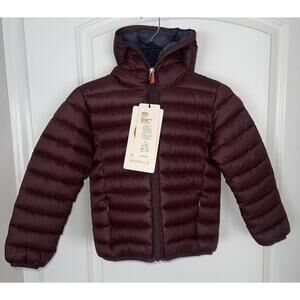 NWT Save The Duck Kids Giga17 Dony Puffer Jacket Size 6 Burgundy Black